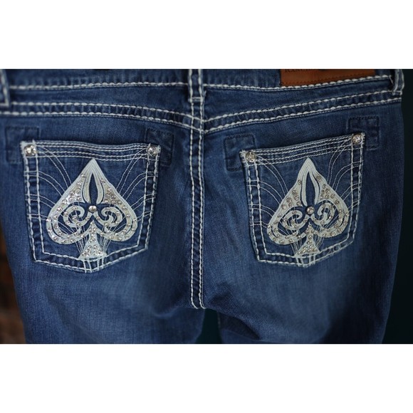 Rancho Estancia Women's Embellished Spade Back Pocket Jeans Size 29 × 32 - Picture 11 of 13